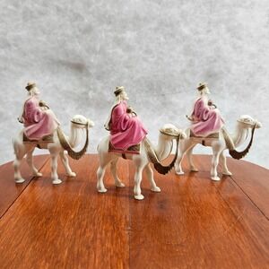 Vintage Nativity Scene 3 Wise Men Camel Figurines Set Religious Christmas Decor